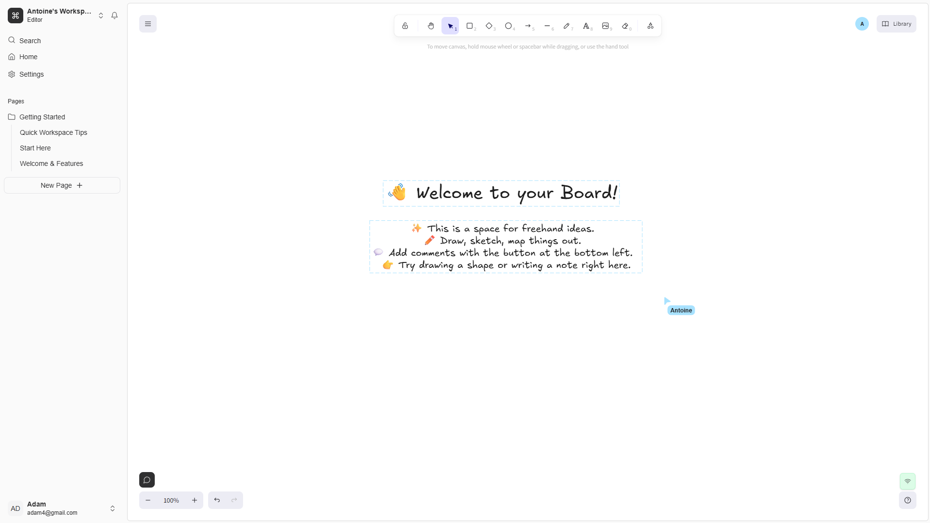 Collaborative whiteboard with multiple cursors adding sticky notes